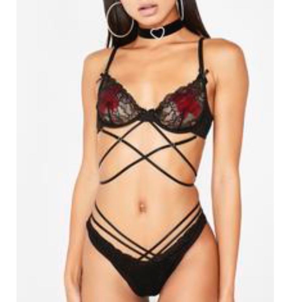 Black strappy lingerie set